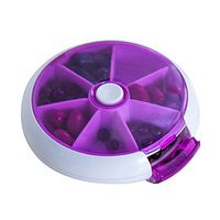 Rely2016 Portable Rotating 7 Day Pill Box Travel Medicine Organizer Round Tablet Storage Container Dispenser (Purple)