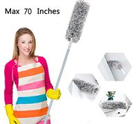 Furein Best Microfiber Duster with Extension Pole Reach 50" - 70", Flexible, Bendable, Extendable for Interior Roof, Ceiling Fan, Cobweb Duster, Large Microfiber Head - Wet or Dry Use Gray (50-70inch)