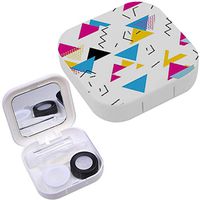 Portable Contact Lens Case Box Travel Kit Mirror + Bottle + Tweezers Container Holder [ Geometric Retro 80S ]