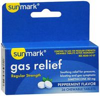Sunmark Gas Relief Chewable Tablets Regular Strength Peppermint Flavor - 36 ct, Pack of 2
