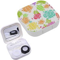 Portable Contact Lens Case Box Travel Kit Mirror + Bottle + Tweezers Container Holder [ Vegetables Pseudo Watercolor ]
