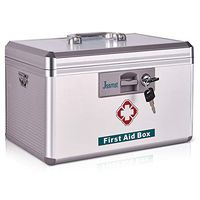 Jssmst Locking Medicine Box - New Version First Aid Box Emergency Medicine Case with Drugs Storage, 13.8 x 8.5 x 8.2 Inches, New(MC14023)