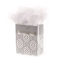 Hallmark 9" Medium Silver Gift Bag  (Scroll) with Tissue Paper for Valentines Day, Holidays, Weddings, Anniversary, Engagements and More