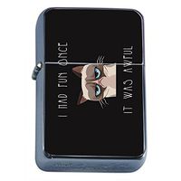 Funny Cat Flip Top Dual Torch Em1 Smoking Cigarette Silver Refillable Dual Flame