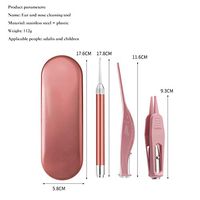 HSX_Z ear cleaning tool with light LED Flashlight Ear Cleaner Set Earwax Removal Ear Spoon Tweezer Ears Care Tool Rose Gold