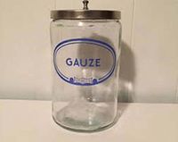 Grafco 3454A-G Labeled Glass Sundry Jars with Covers - 'Gauze' Jar with Cover