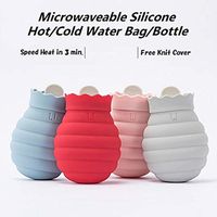 Microwaveable Silicone Hot/Cold Water Bag/Bottle with Knit Cover 313mL (Pink)
