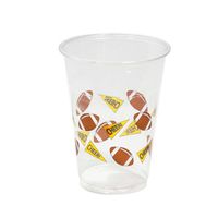 Party Essentials N162010 Soft Plastic Cup, 16-Ounce Capacity, Football Printing (Case of 500)