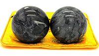 2" Marble Health Stress Exercise Baoding Balls Black Grey Craft Collection BS002