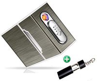 20pcs Cigarette Case Module with Electric Lighter USB Rechargeable Metal Exterior + 1pcs Portable Ashtray (Black)