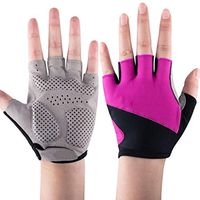 CML Home Sports Gloves Women's Thin Section Fitness Gloves Breathable Wear Protection Palm Sports Gloves Riding Training Half Finger Gloves Rose Red (Pair) (Size : L)