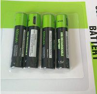 RONSHIN 1/2/4pcs Znter USB Rechargeable Battery 400mAh 1.5V AAA Lithium Battery for Remote Control Toy 4PCS