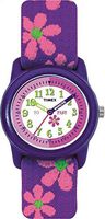 Timex Girls T89022 Time Machines Purple Floral Elastic Fabric Strap Watch