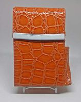 Marshals Oange Croc Leather Wrapped Metal Framed Cigarette Pack Holder