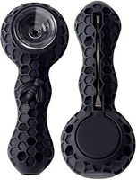 Unbreakable Honey Silicone Straw Pipe with Cleaner Cover and Decorative Bowl Interior (Black), Black