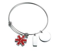 XUANPAI Free-Engraving Stainless Steel Medical Alert ID Expandable Charm Bracelet for Women Girls
