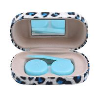 Iumer Cute Leopard Contact Lens Case Outdoor Traveling PU Container PU Leather Box,White Leopard