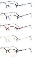 Eyekepper 5-Pack Quality Spring Hinges Half-Rim Cat-Eye Style Reading Glasses Included Computer Glasses +2.25