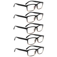 Reading Glasses 5-Pack fashion Spring Hinges Comfortable Readers for Men and Women (5 Pack Brown, 4.0)