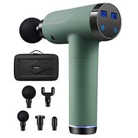 YUNCHI Deep Tissue Percussion Massage Gun - 5 Massage Heads 20 Speed Level, Quiet Operation Relieves Sore Muscles, Promotes Faster Recovery, Handheld Manual Custom Pressure with Carrying Case - Green