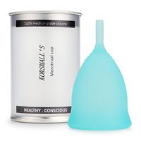 Reusable Menstrual Cup by KORSMALL，Economical Feminine Alternative Protection for Cloth Sanitary Napkins,Most Comfortable Period Cups- Soft, Flexible, Medical-Grade Silicone (Turquoise, Large)