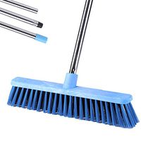 Floor Scrub Brush with Long Handle -  Large Deck Brushes for Scrubbing, 48" Shower Cleaning Scrubber Brush, Stiff Bristle Push Broom for Grout, Patio, Garage, Bathroom, Boat, Concrete and Tile Floor