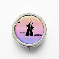 RhyNSky Animal Cat Mini Portable Pocket Pill Box Case Holder for Purse, 3 Compartments, Silvery, FS6