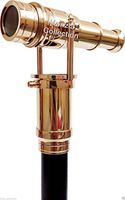 Brass Telescope Head Handle Victorian Vintage Wooden Walking Stick Cane Spy Cane