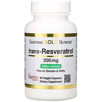 California Gold Nutrition Trans-Resveratrol 98 Pure 200 mg 60 Veggie Caps, Egg-Free, Fish-Free, Gluten-Free, Milk-Free, Peanut Free, Soy-Free, Shellfish Free, Treenut Free, Wheat-Free, CGN