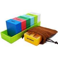 Meta-U- Weekly Pills Dispenser- Smart Pill Organizer- 4 Compartments for Each Day-Easy Open Clear Lid- Odourless- with Pouch- for Mints | Vitamins | Tablets | Beads- 1 Set