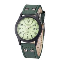 Fxbar, Vintage Classic Men's Waterproof Analog Wrist Watch Leather Strap Quartz Digital Sports Watch(Green)