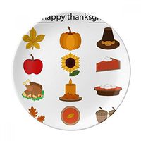 Happy Thanksgiving Day Food Pattern Dessert Plate Decorative Porcelain 8 inch Dinner Home
