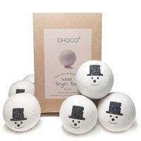 OHOCO Wool Dryer Balls 6 XL Pack from Organic Natural Wool for Laundry, Fabric Softening - Anti Static, Baby Safe, No Lint, Odorless and Reusable, Snowman
