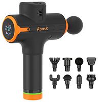 ABASK Massage Gun Deep Tissue Percussion Muscle Massager for Pain Relief, Handheld Cordless Pro Massager with 5200 mAh Battery and 8 Massage Heads, Heart Rate Sensor and Calorie Calculation
