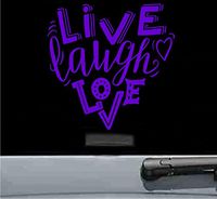 JS Artworks Live Laugh Love Heart Vinyl Decal Sticker (Purple)