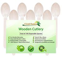 Disposable Wooden Spoons, 100 Piece, 6" Length Eco Friendly Biodegradable Compostable Wooden Utensils Wooden Cutlery