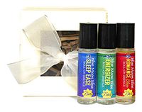 100% Pure Natural Essential Oil Aromatherapy Roll On Gift Set | Sleep Ease for Insomnia Relief | Energizer for Alertness | Romance for Libido. Highest Quality Essential Oils Hand Blended in The USA.
