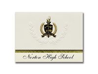Signature Announcements Norton High School (Norton, MA) Graduation Announcements, Presidential style, Basic package of 25 with Gold & Black Metallic Foil seal