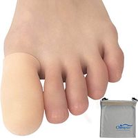 Chiroplax Gel Toe Cap (10 Caps+ Pouch) Toe Sleeve Protector Cushions Pads Guard Separator for Bunion Hammer Toe Callus Corn Blister Missing Ingrown Nails Ballet Pointe (Large - 10 Pack, Beige)