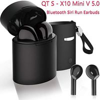 QT S Mini X 10 TWS Stereo V 5.0 Bluetooth Siri Run Earbuds Wireless Headset - Sweat and Noise Prof, Micro Headphone for Compatible Bluetooth Devices with Charging Box/Case