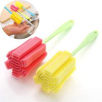 SUGEER 5 PC Kitchen Cleaning Tool Sponge Brush for Wineglass Bottle Coffe Tea Glass Cup, Long Handle Cup Bottle Cleaning Brush Sponge Pot Cleaner Scourer, Household Sponge Eraser