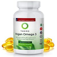 Vegan Omega 3 Supplement – with 300mg Algae Based DHA, 150mg EPA – 180 Sustainable Softgels for Heart, Immune & Brain Health Support in Pregnancies, Women, Men, Children by TAHIRO