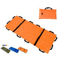 Jeamive Oxford Folding Stretcher with 12 Handles Waterproof Foldable Emergency Rescue Back Stretcher with Storage Bags for Hospital,Clinic, Home,Sports venues,Ambulance (Orange)