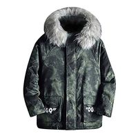 Alvinm Men's Jacket Winter Casual Camouflage Hooded Warm Cotton Thick Outwear