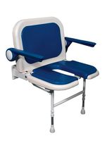 AKW Wide U-Shaped Padded Fold Up Shower Seat with Back and Arms, Blue