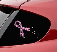 Slap-Art Breast Cancer Heart Ribbon Vinyl Decal Sticker (Soft Pink)