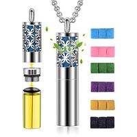 CELESTIA Aromatherapy Diffuser Necklace for Women, Essential Oil Pendant Pattern Lockets Stainless Steel Perfume Necklace with 18 Felt Pads Gift Set - 24'' Chain