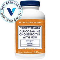 The Vitamin Shoppe Triple Strength Glucosamine Chondroitin MSM, High Potency Joint Structure and Mobility Supplement with MSM to Support Healthy Collagen for Joint Support (120 Capsules)