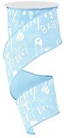 Baby Boy Gender Reveal Ribbon - 2 1/2" x 10 Yards, Baby Blue Wired Edge Ribbon, Easter, Christmas, Baby Shower Banner, It's a Boy, Adoption, Welcome Little One, Daycare