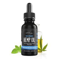 LUVV Drops Organic Hemp Oil - Calming Vegan Omega 3 & 6 Fatty Acids - Cold-Pressed, Plant-Based Extract - Naturally Support Heart, Joint, Brain, Skin, Vision Health - Peppermint Flavored Liquid Black